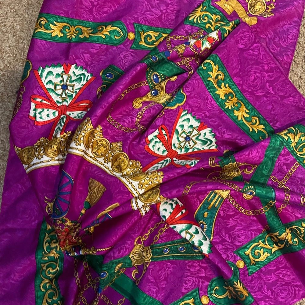 Vintage Scarf/Wrap Purple Green Gold